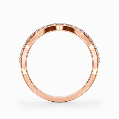 Wave Contour Pave Wedding Band in Yellow Gold