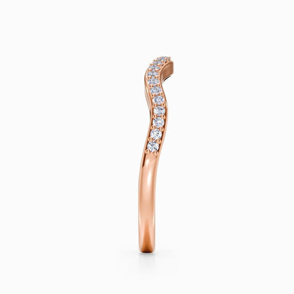Wave Contour Pave Wedding Band in Yellow Gold