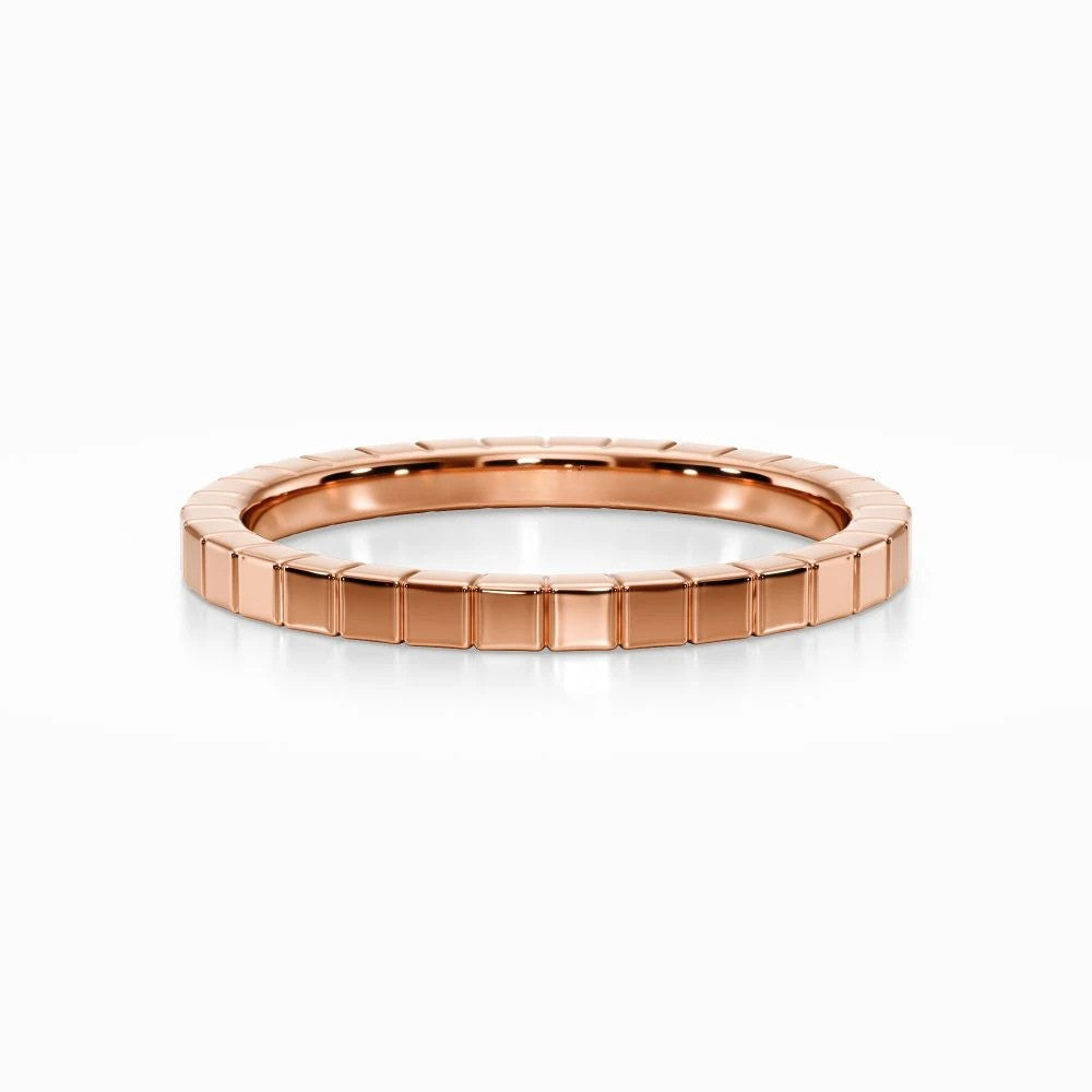Ridged Edge Wedding Band in White Gold