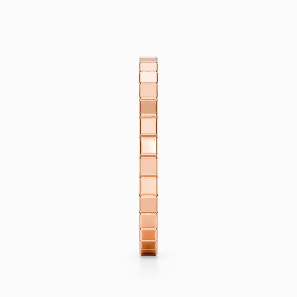 Ridged Edge Wedding Band in Rose Gold