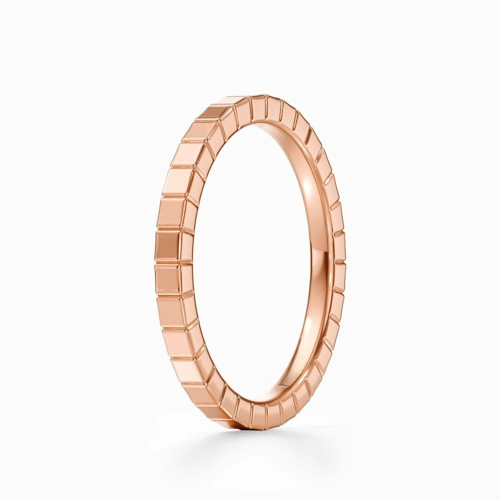 Ridged Edge Wedding Band in White Gold