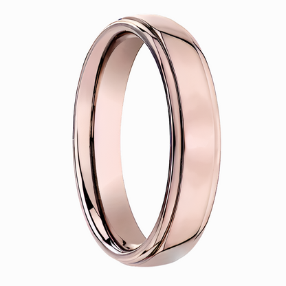 Round Edge Men Wedding Band in Rose Gold