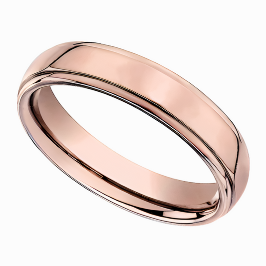 Round Edge Men Wedding Band in Rose Gold
