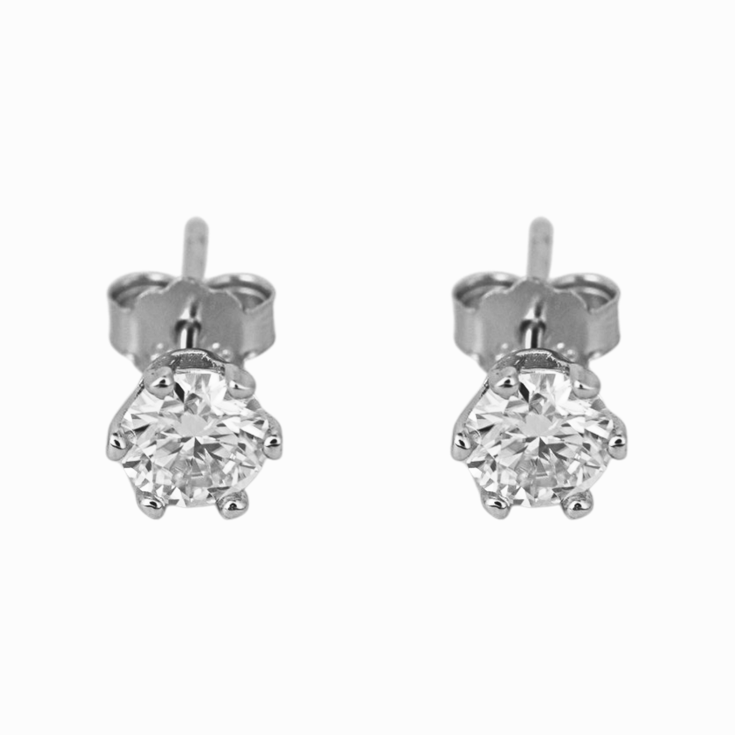 Radiant Round Solitaire Stud Earring