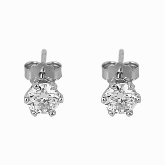 Radiant Round Solitaire Stud Earring