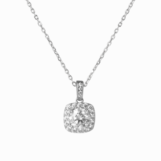 Cushion Halo Pendant Necklace