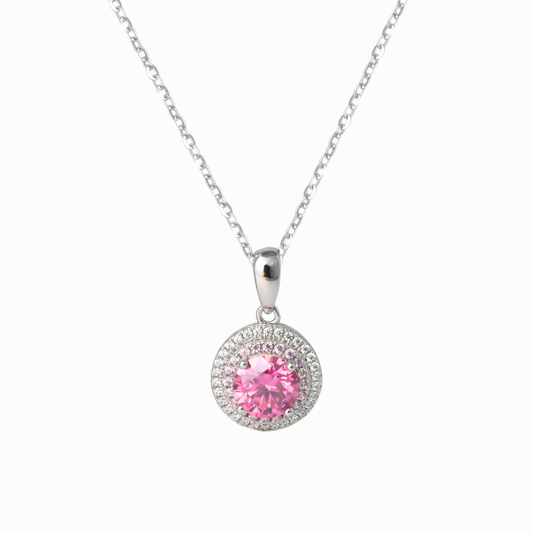 Rose Radiance Halo Pendant Necklace