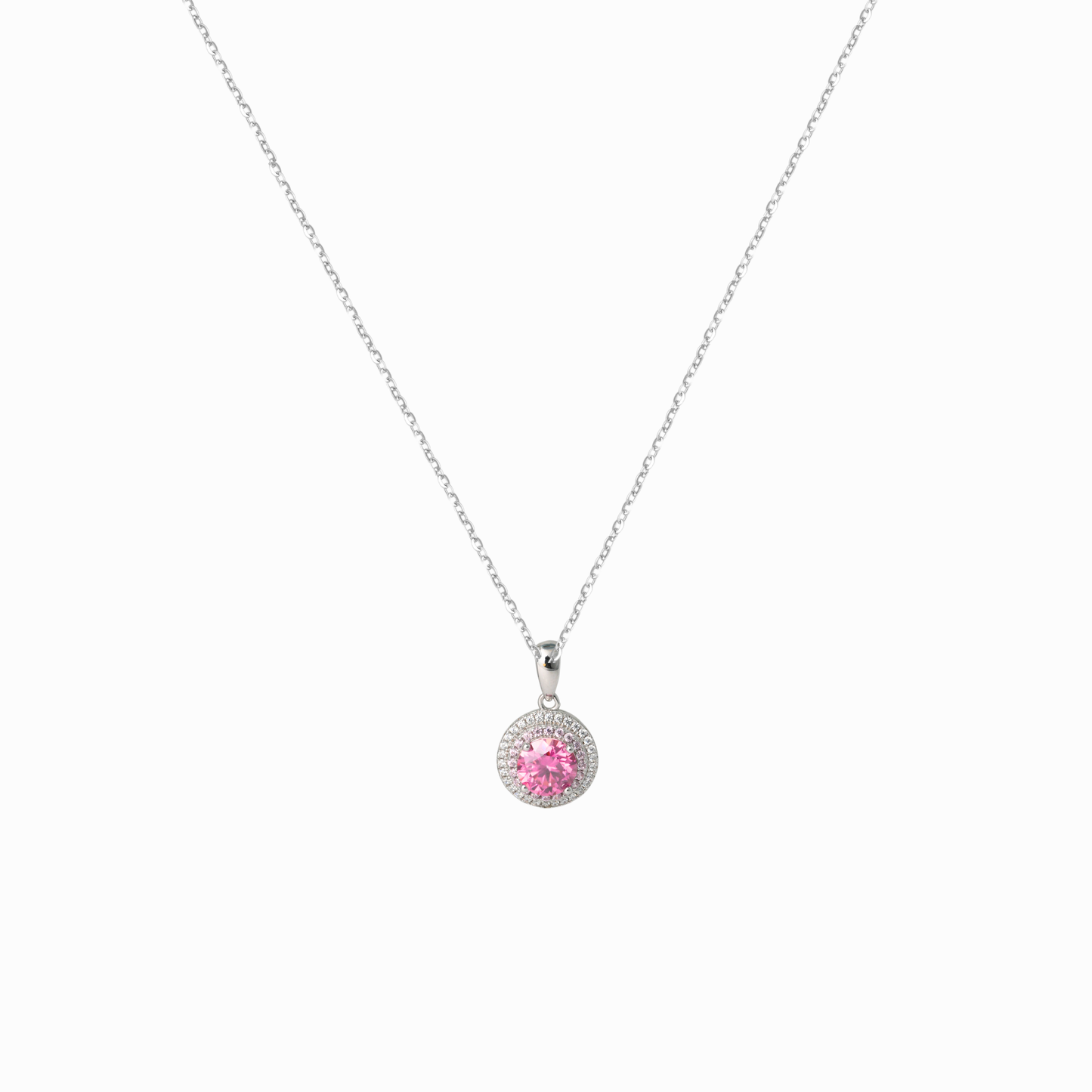 Rose Radiance Halo Pendant Necklace