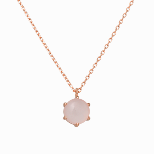 Rose Quartz Solitaire Pendant Necklace
