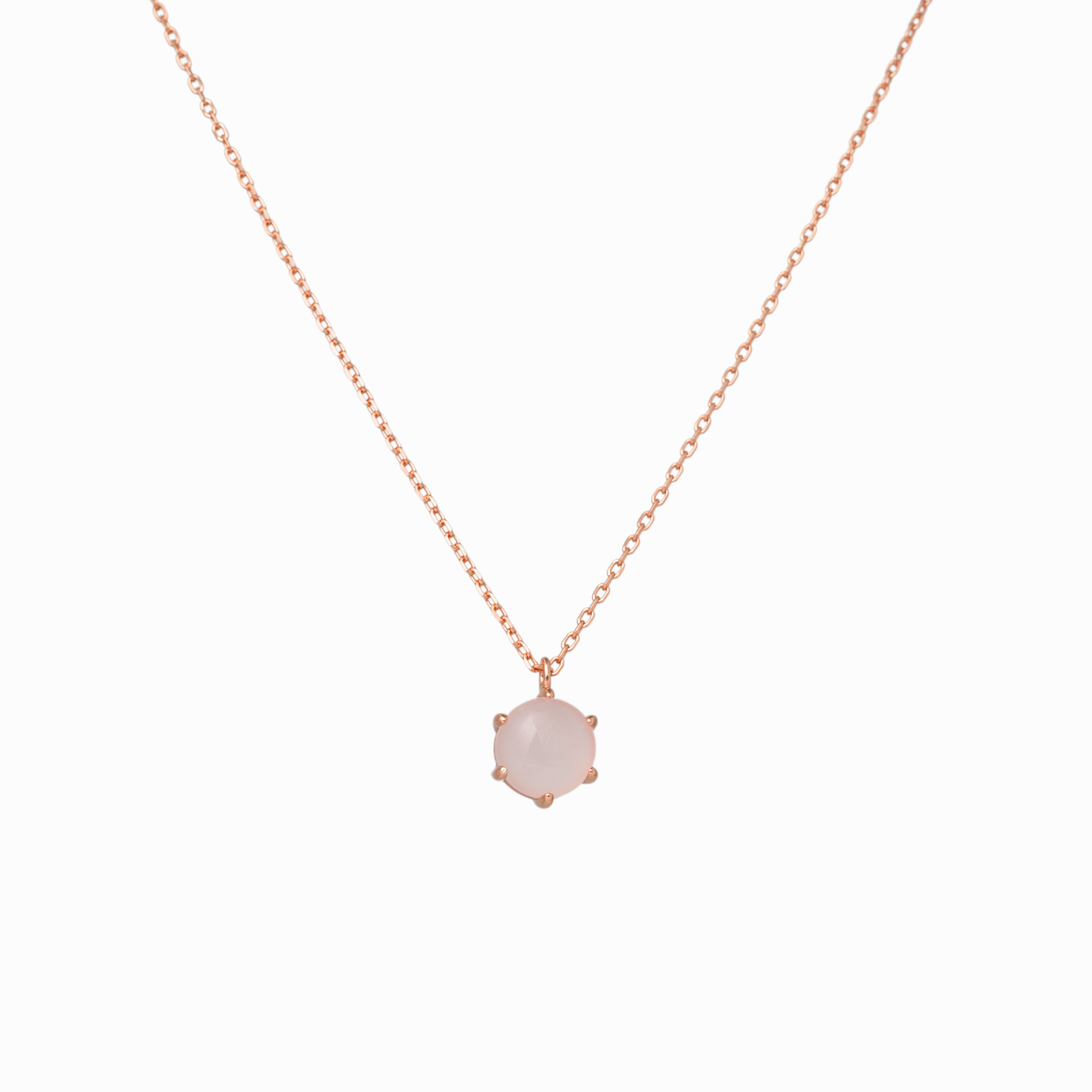 Rose Quartz Solitaire Pendant Necklace