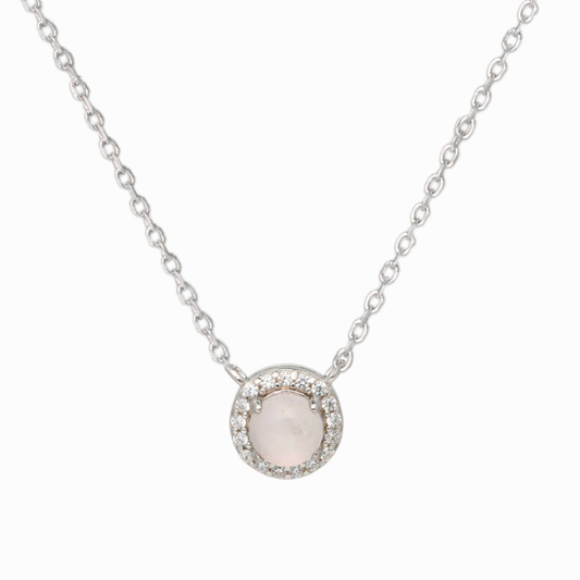 Luminous Halo Rose Quartz Necklace