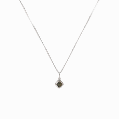 Mystic Clover Onyx Pendant Necklace