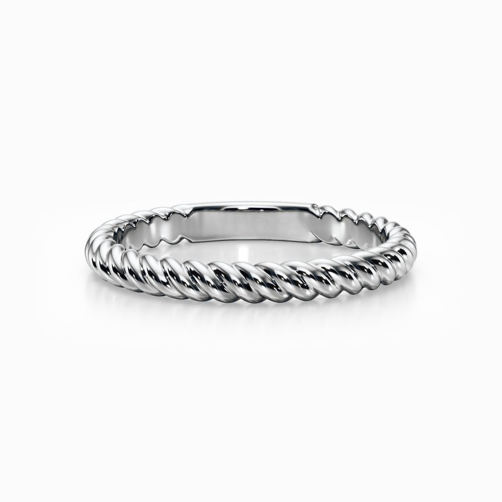 Twisted Rope Wedding Band in White Gold