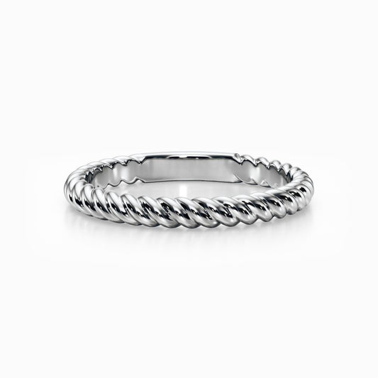 Twisted Rope Wedding Band in White Gold