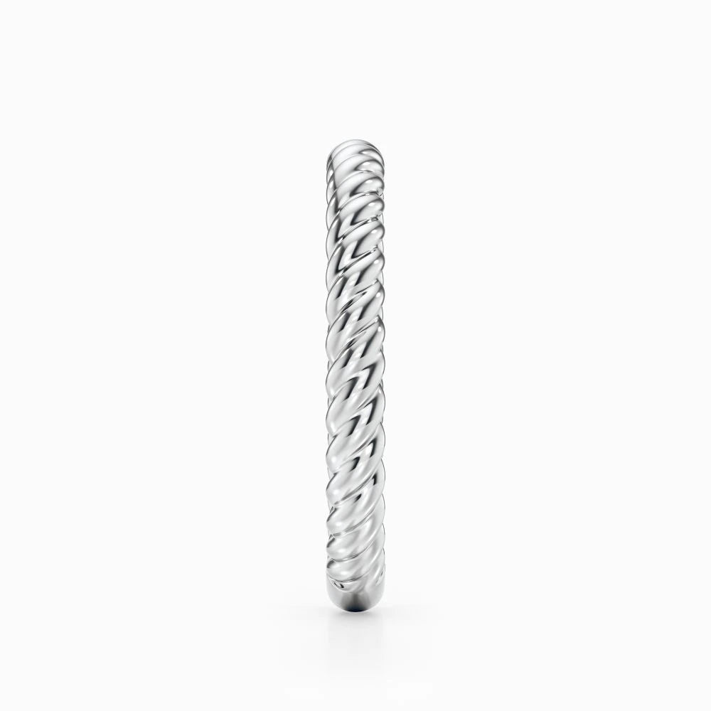 Twisted Rope Wedding Band in White Gold