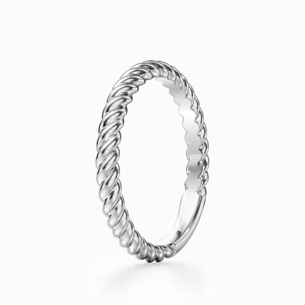 Twisted Rope Wedding Band in White Gold