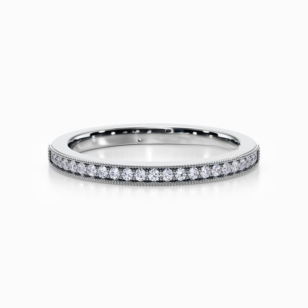Vintage Milgrain Wedding Band in White Gold
