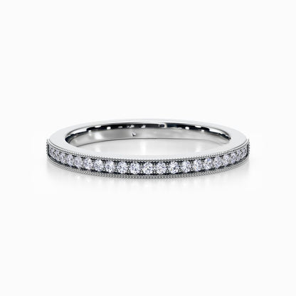 Vintage Milgrain Wedding Band in White Gold