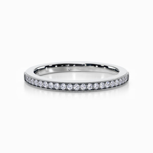 Vintage Milgrain Wedding Band in White Gold