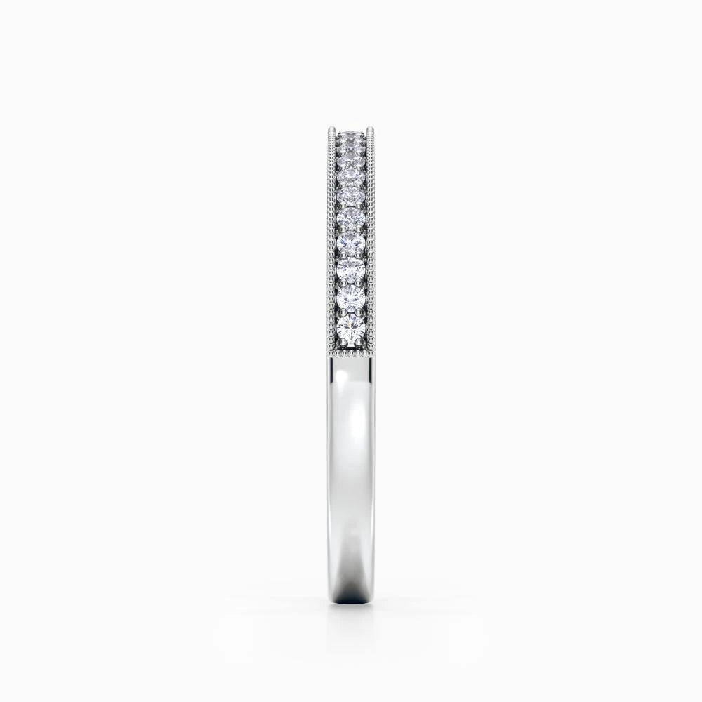 Vintage Milgrain Wedding Band in White Gold