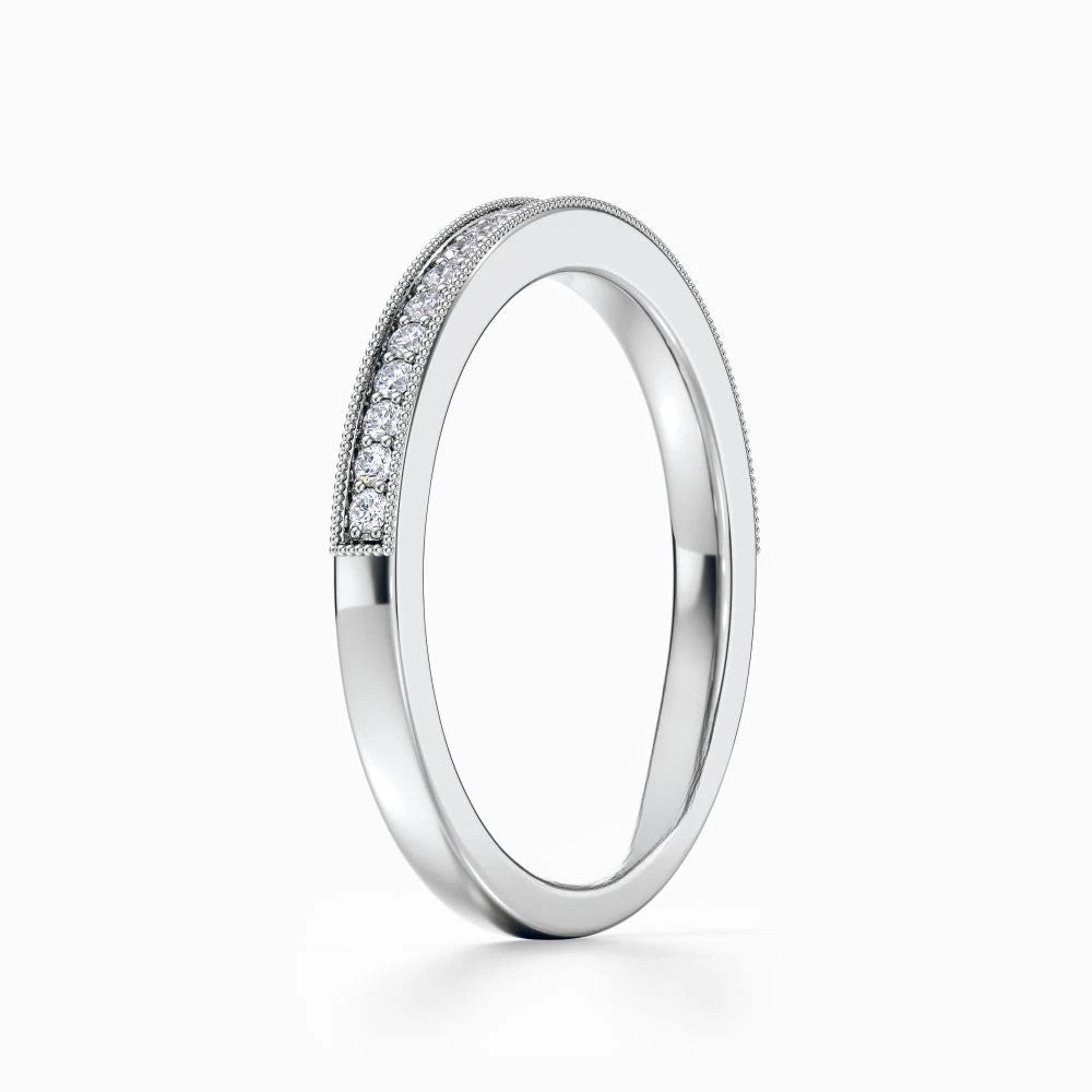 Vintage Milgrain Wedding Band in White Gold