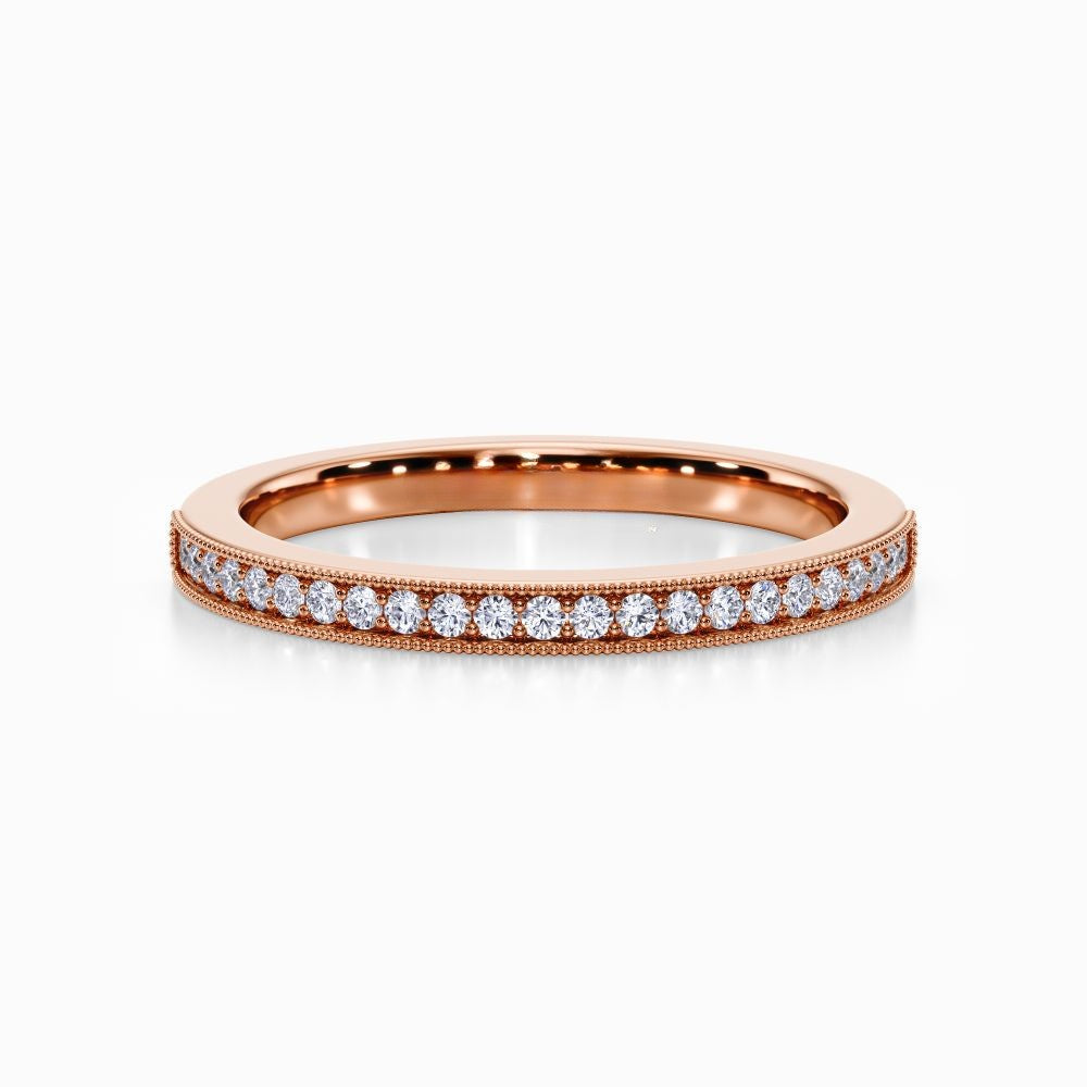 Vintage Milgrain Wedding Band in White Gold