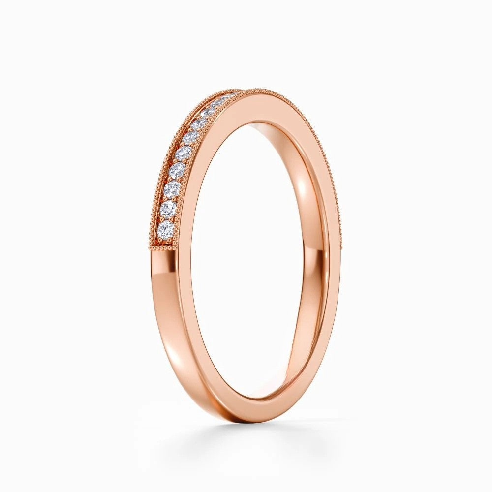 Vintage Milgrain Wedding Band in White Gold