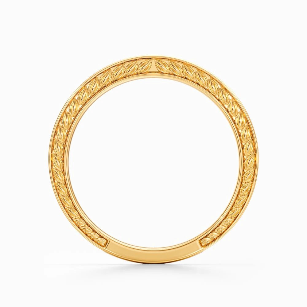 Roman Wreaths Pave Wedding Band in Rose Gold