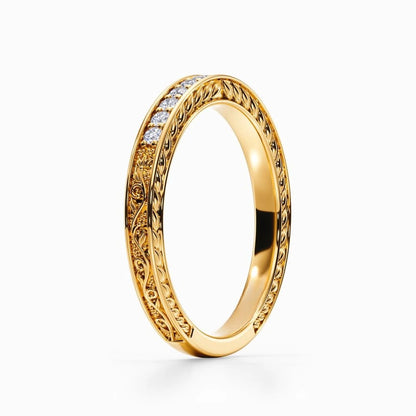 Roman Wreaths Pave Wedding Band in Rose Gold
