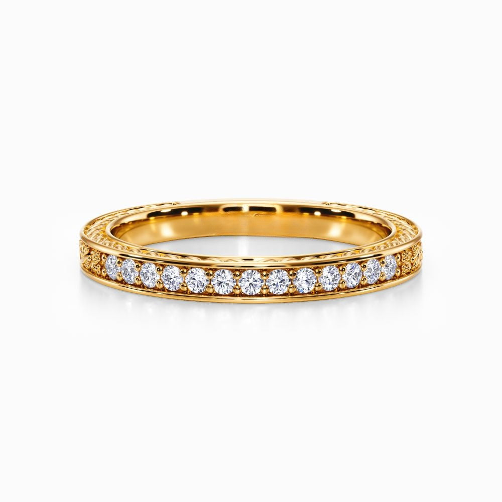 Roman Wreaths Pave Wedding Band in Rose Gold