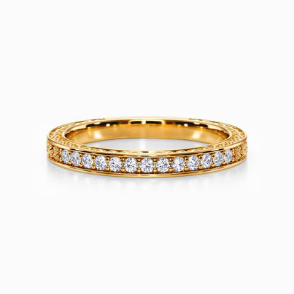 Roman Wreaths Pave Wedding Band in Rose Gold