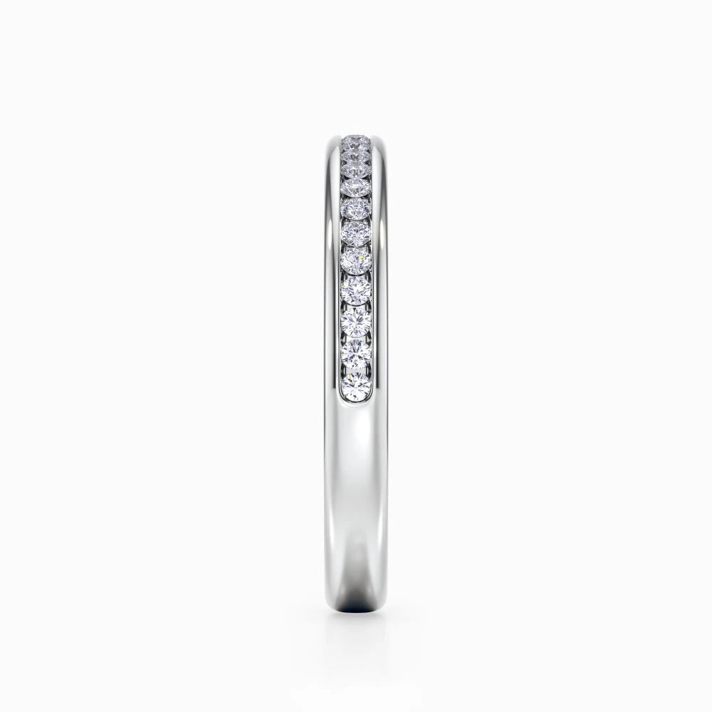 Round Channel Pave Wedding Band in White Gold