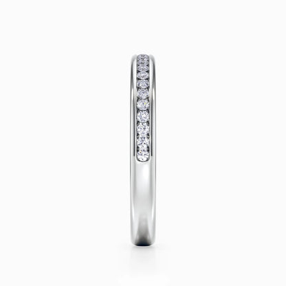 Round Channel Pave Wedding Band in White Gold