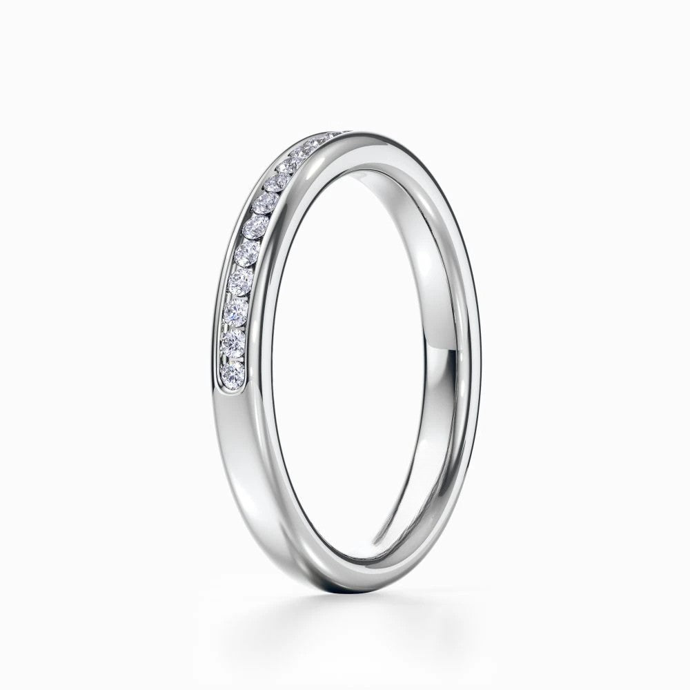 Round Channel Pave Wedding Band in White Gold