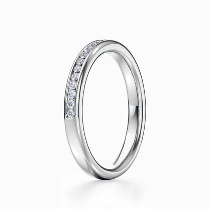 Round Channel Pave Wedding Band in White Gold
