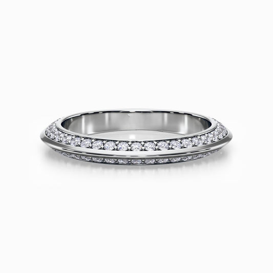 Pave Knife Edge Wedding Band in White Gold