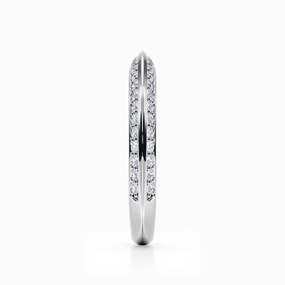 Pave Knife Edge Wedding Band in White Gold