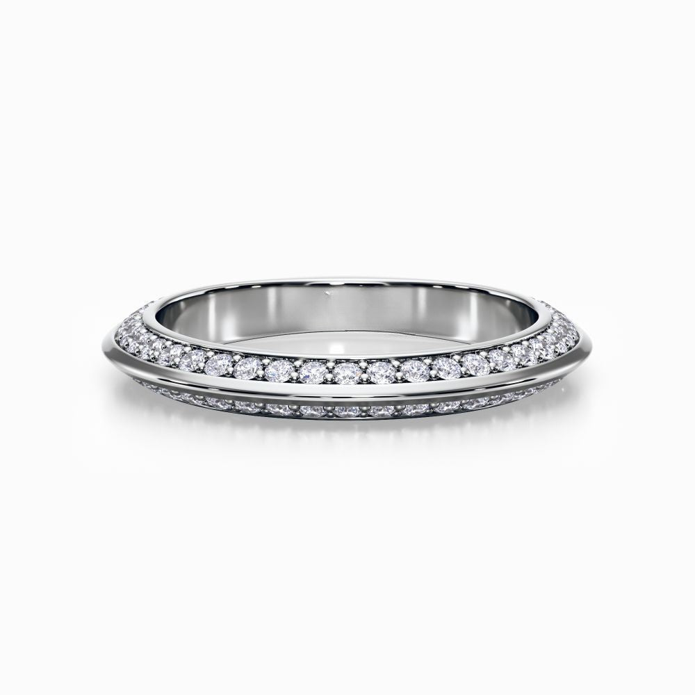 Pave Knife Edge Wedding Band in Yellow Gold