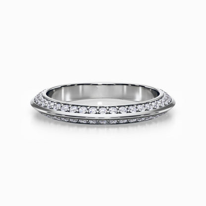 Pave Knife Edge Wedding Band in Yellow Gold