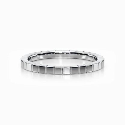 Ridged Edge Wedding Band in White Gold