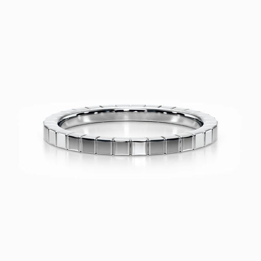 Ridged Edge Wedding Band in White Gold
