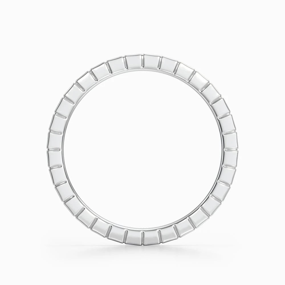 Ridged Edge Wedding Band in White Gold