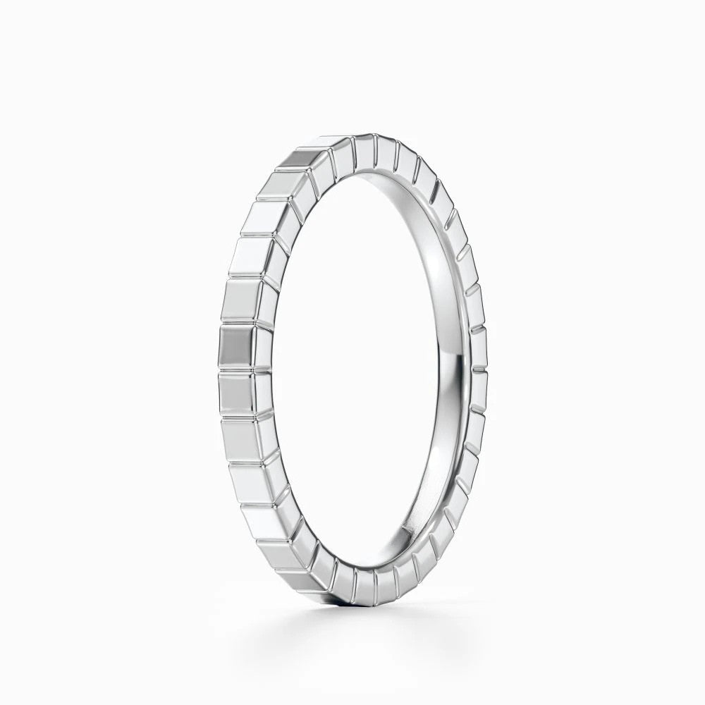 Ridged Edge Wedding Band in White Gold