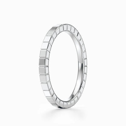 Ridged Edge Wedding Band in White Gold