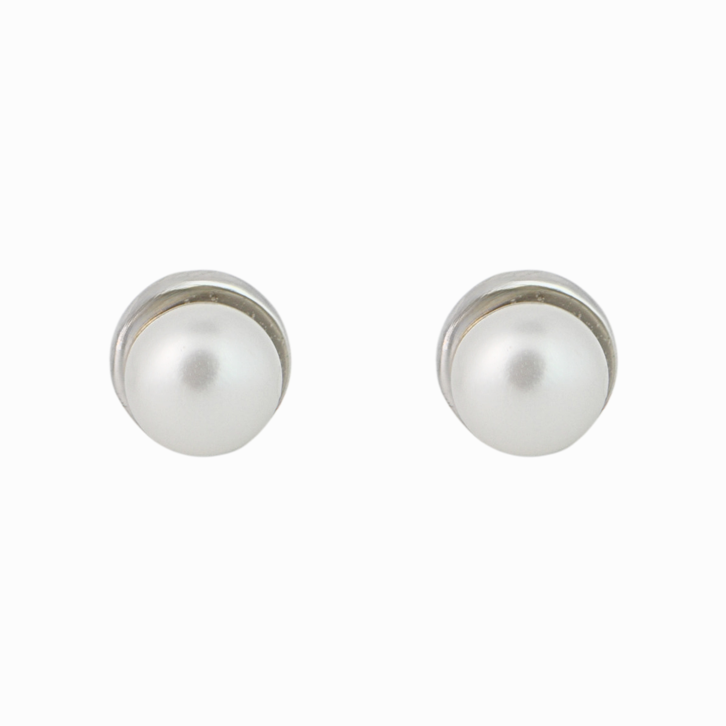 Minimalist Bezel Pearl Stud Earrings