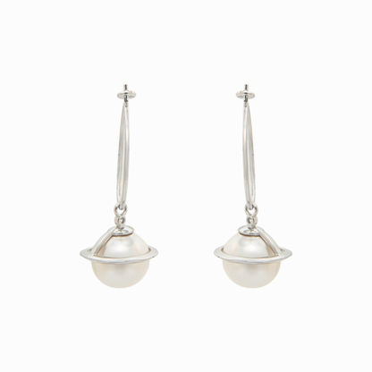 Celestial Orbit Pearl Drop Earrings