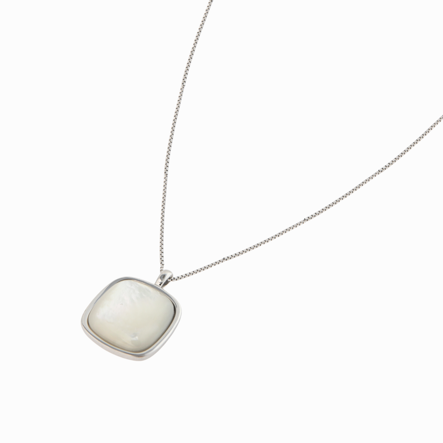 Lumière Square Mother‑of‑Pearl Pendant Necklace