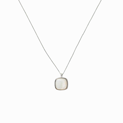 Lumière Square Mother‑of‑Pearl Pendant Necklace