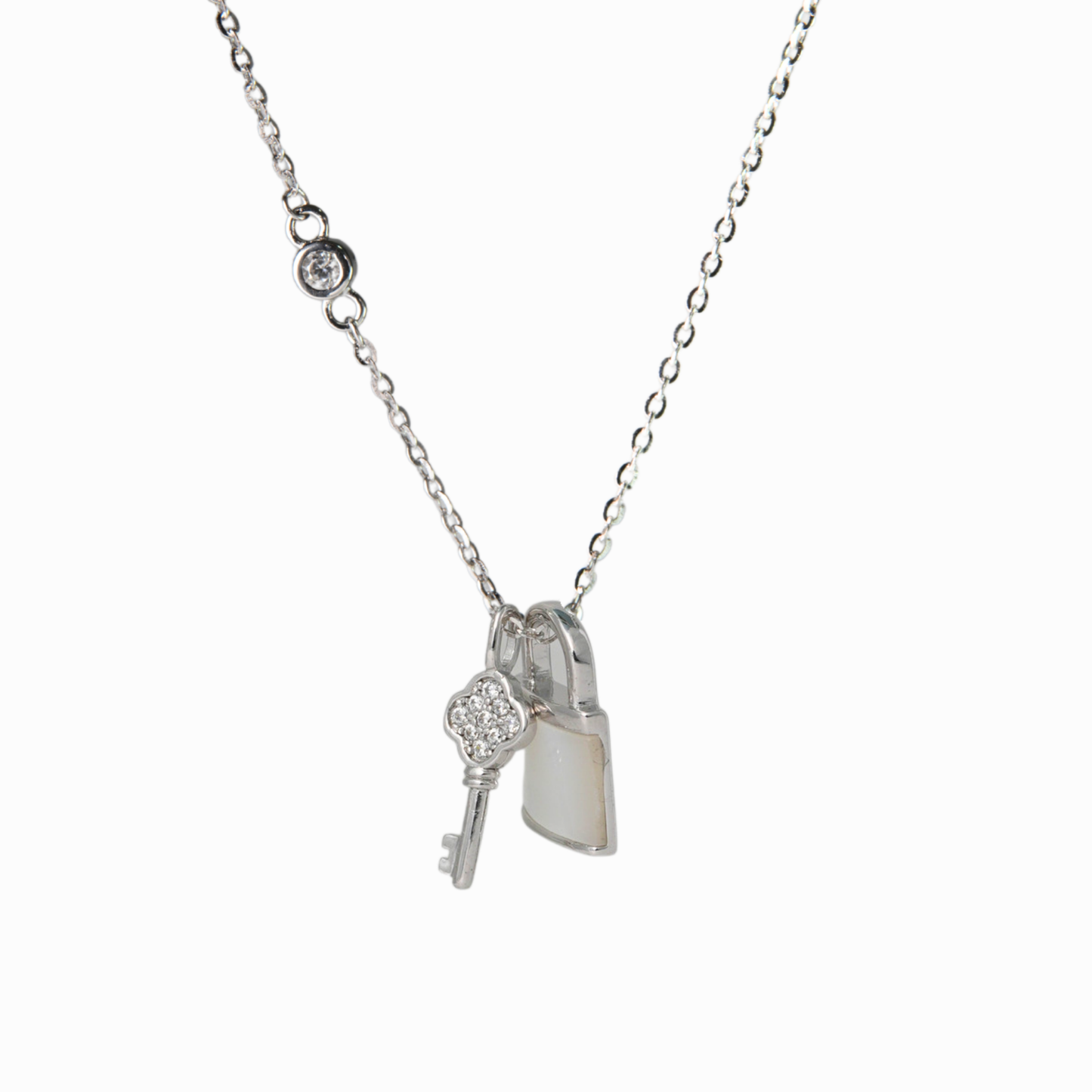 Lock Heart Mother‑of‑Pearl Pendant Necklace