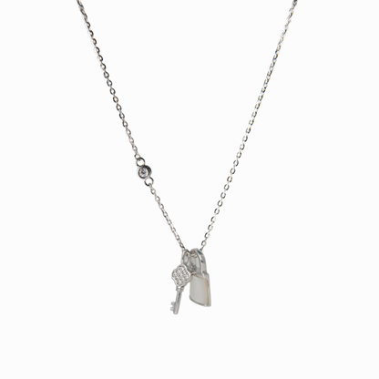 Lock Heart Mother‑of‑Pearl Pendant Necklace